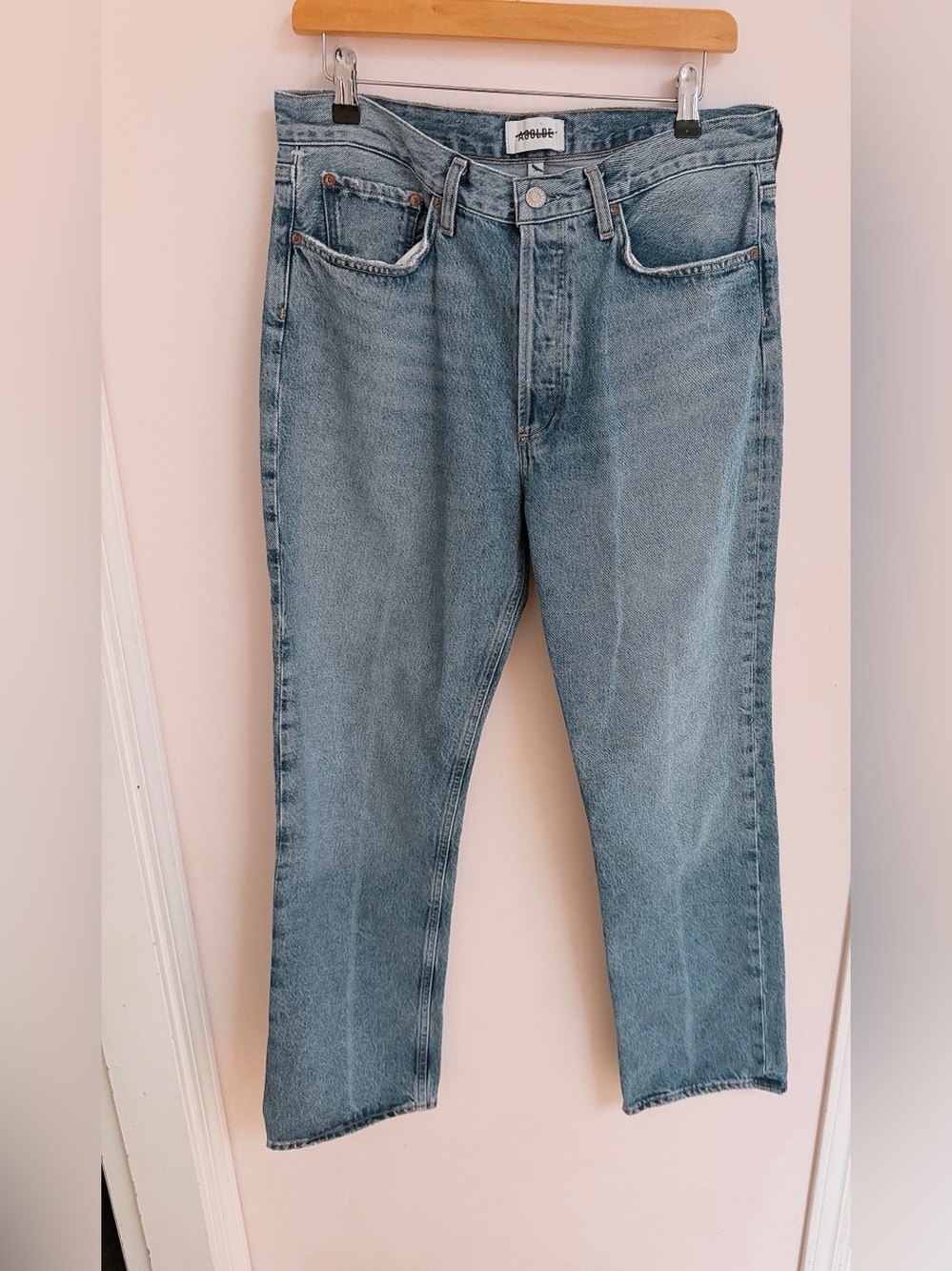 AGOLDE Blue Lana High Rise Vintage Straight Jeans Brink - Picture 3 of 8